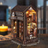 Set DIY Book Nook Kit, Miniature Dollhouse Bookshelf Insert with Light, Laser-Cut Wooden Craft for Adults, Perfect