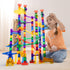 JOYIN 170Pcs Glowing Marble Run - Construction Building Blocks Toys with Glow in The Dark Glass Marbles