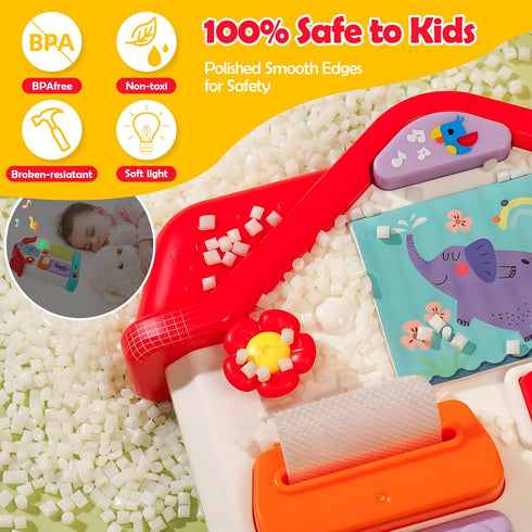 1 12-18 1 Baby Busy Board for Year Old, Musical Montessori House Busy Board with Light & Music, Toddler Activity Toy