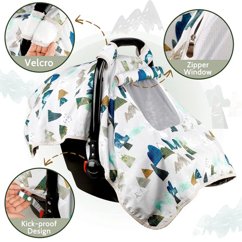 Cozy 0-12 Baby Car Seat Cover, Car Carseat Canopy Boys, Minky & Baby Lounger Replacement Cover, Newborn Lounger Cover