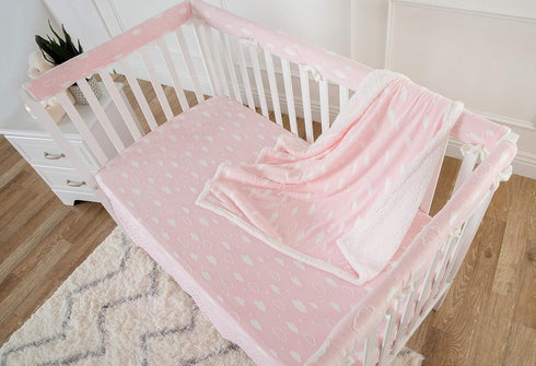 28" 52", Cozy 3D American Baby Company Heavenly Soft Chenille Fitted Crib Sheet x Warm and Neutral Chenille Sheet, Pink