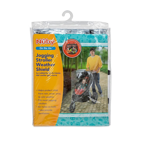 Nuby Rain Weather Shield for Jogging Stroller, Clear Stroller Cover with Storage Pocket