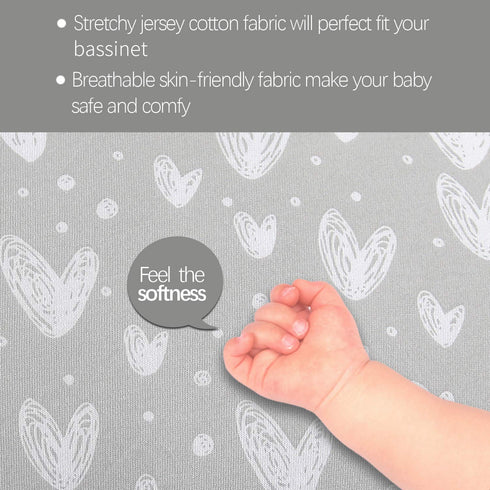 2 Pack, 100% Bassinet Sheets Compatible with Baby Delight Beside Me Dreamer Bassinet, Jersey Knit Cotton Fitted Sheets
