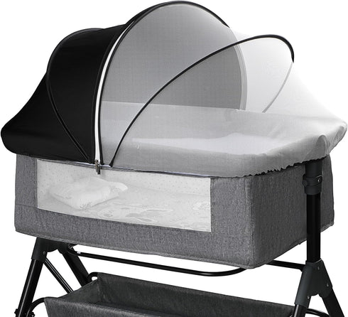 WANRU Bassinet Mosquito Net Cover - Half-Blackout Mosquito Net for Baby Crib &