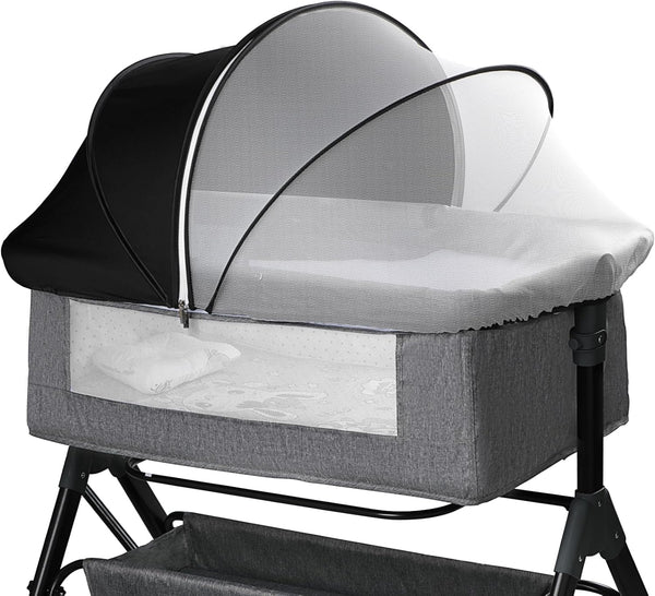 WANRU Bassinet Mosquito Net Cover - Half-Blackout Mosquito Net for Baby Crib &