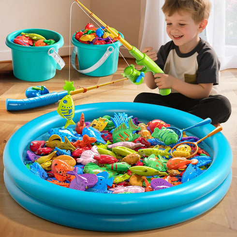 Xelabrion 60 3 4 5 Pcs Magnetic Fishing Pool Toys Game for Kids Toddlers, Fishing Water Table Bathtub Toy