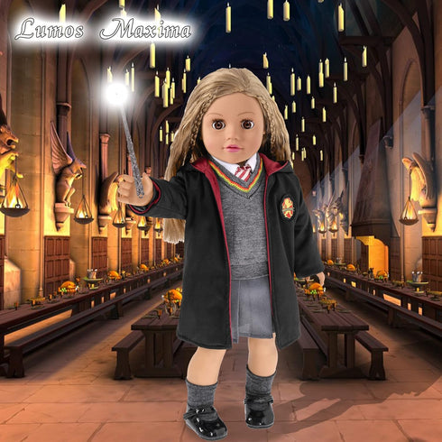 18 Inch Doll Clothes and Accessories - Halloween Magic School Uniform Costume Set with Outfit & Shoes