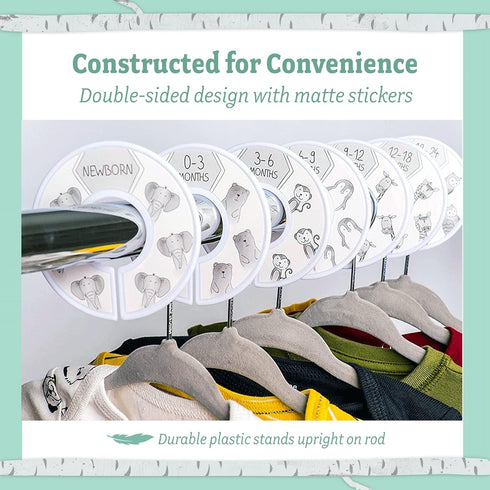 Baby Nest Designs Closet Dividers for Baby Clothes, 7X Size Age Dividers from Newborn to 24 Months