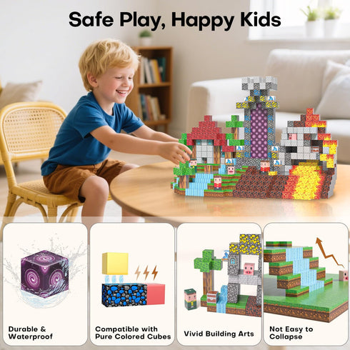 100PCS 3+ Magnetic Blocks - Magnet Tiles Toys for Kids, Magnetic Building Blocks Cubes, Stacking Magnets Toys for Kids