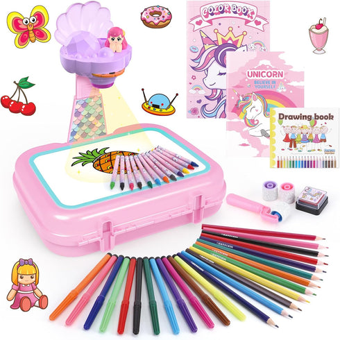 Syahro Drawing Projector for Kids,Arts and Crafts for Kids,Include Drawing Board,Crayons,Coloring Book,Stickers etc,Kids