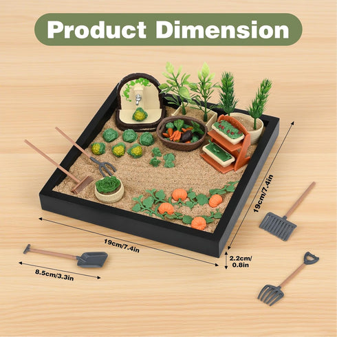 56 Dreamon Zen Sand Garden for Desk - Vegetable Gardening Themed Sand Tray Therapy Kit with Accessories & Encouragement