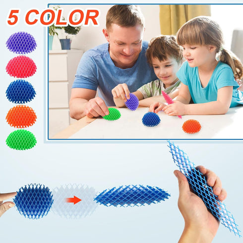 AHHSOY 5 Pack 8-12, 3D Mini Fidget Worm Toys for Kids Elastic Mesh Stress Relief Sensory Toy, Bulk Fidgets for Adults