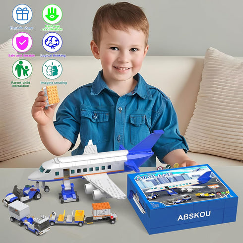 City Passenger Airplane Building Set, Compatible with Lego Plane Blocks Toy, Fun Airport Gift