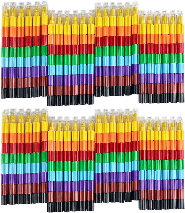 Huji Stacking Buildable 8 Colors Crayons Set, Connect Stack and Build Sideways