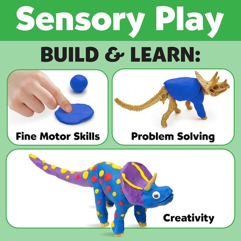 Creativity for Kids Create with Clay Dinosaurs - Build 3 Dinosaur Figures with Modeling Clay for Kids