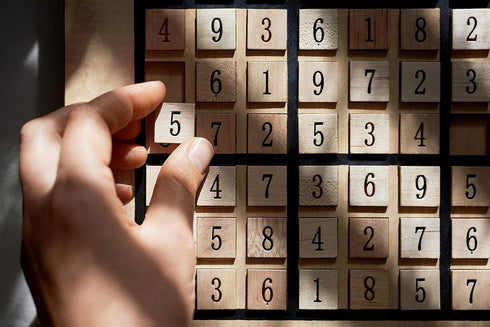 WE Games Wooden Sudoku Puzzle Board Game with Number & Thinking Tiles - 11 in