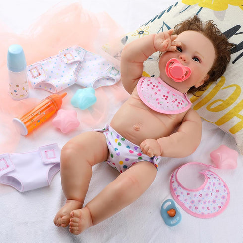 21 Pcs Baby Doll Accessories Diaper Bag Set with Feeding and Caring Accessories for Boys Girls Birthday Gifts