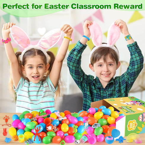 200 Pack Gloween Prefilled Easter Eggs with Assorted Toys, Easter Surprise Eggs for Easter Basket Stuffers/Fillers