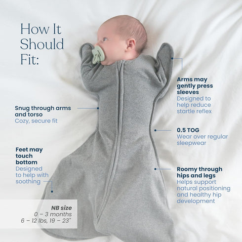0 3 0.5 HALO Sleepsack SwaddleStretch, Arms Up or Extended Arms, Newborn Baby Swaddle, Months, TOG, Calm Sage
