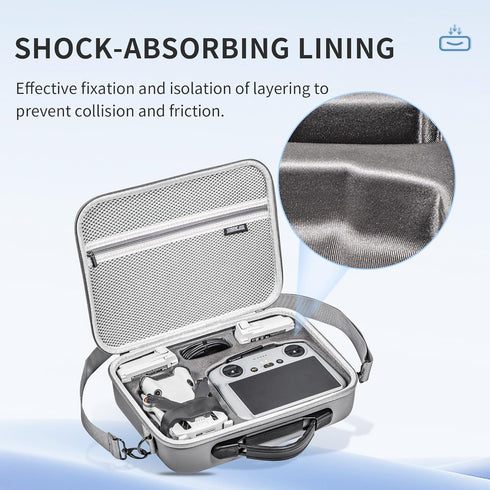Hard Carrying Case for DJI Mini 4 Pro - Waterproof PU Portable Travel Shoulder Bag and Handbag 2 in 1