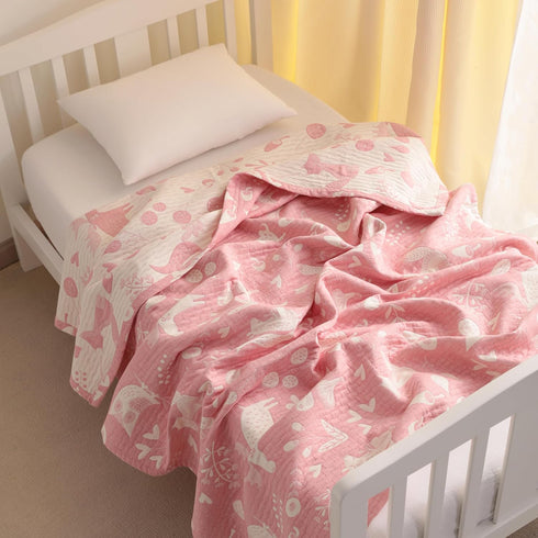 3 45"x60", NTBAY Layer Toddler Blanket, Muslin Cotton Jacquard Bed Blankets, Lightweight Thermal Baby Blanket, Super