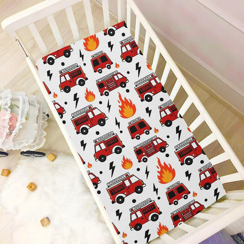 Caikeny 27 39 Fitted Crib Sheet for Boys Girls Fire Truck Baby Crib Sheets Lighting Bassinet Sheets Crib Mattress Bed