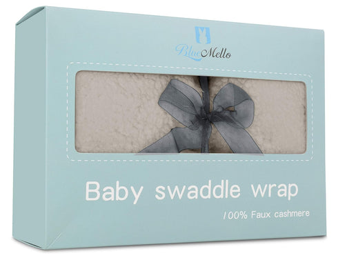 BlueMello Ultra-Soft Plush Swaddle Blanket for Infants 0-6 Months, Grey Receiving Wrap, Ideal Newborn Gift
