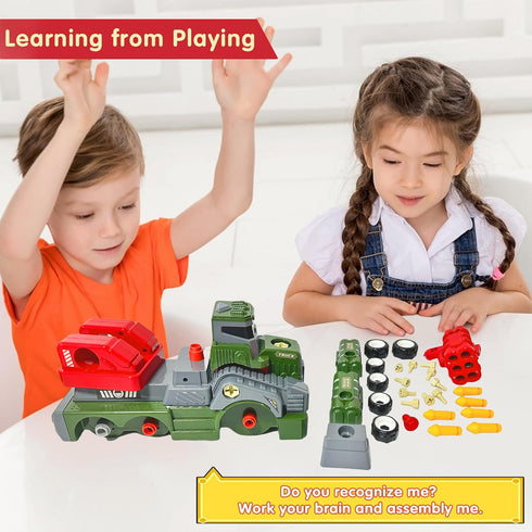 11inches 3-5 6-8 Set Large Take Apart Army Toys for Boys Girls Kids Year Old Missile Katyusha Rocket Trucks