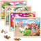 SYNARRY Large Unicorn Princess Fairy Wooden Puzzles Gift Box (12.2*9.4 in) - 24 Pcs for Kids Ages 4-6