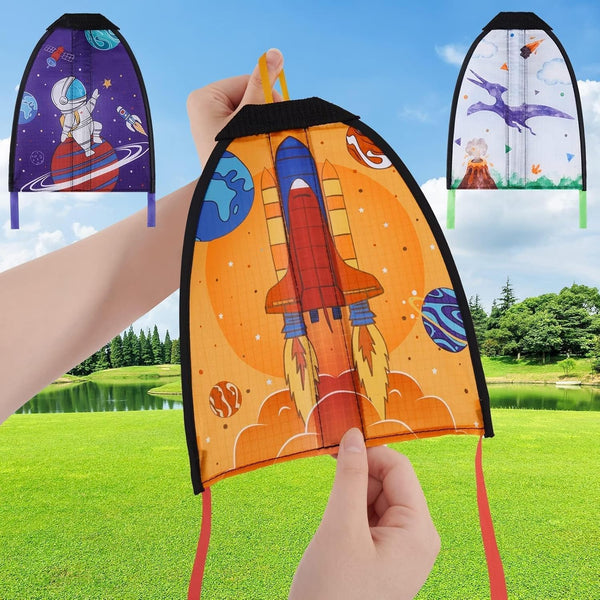 WERNNSAI 3 Pcs Mini Kites - Ejecting Beach Toys Gift for Kids Ages 4-18, Easy to Fly Waterproof Stringless Kites