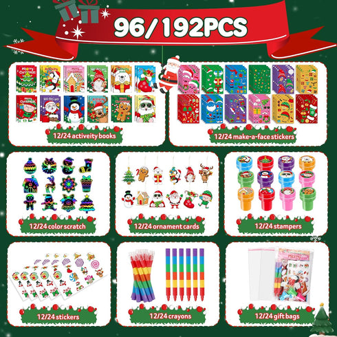 Stuffer12Set BenLouis Christmas Party Favors for Kids Xmas Classroom Gifts Prize Stockings Filler Coloring Books Bulk