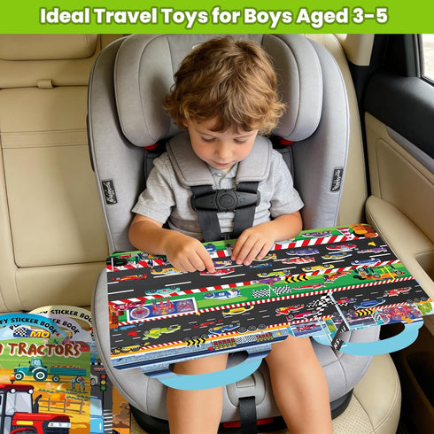 6 Pack 2-4, 3D 3-5, Set Elfew Car Sticker Books for Toddlers Reusable Puffy Vehicle Stickers for Boys Construction