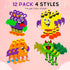 4E's Novelty Halloween Crafts for Kids, 12 Pack Silly Monsters Foam Magnet Fall Crafts, Halloween Party Activities for