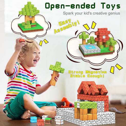 Wanplay Toys,3D Set,100PCS 3+,STEM Magnetic Blocks Magnetic Building Toys Blocks Game Construction Toys for Kids Ages