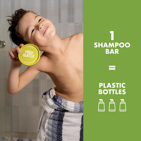 4.5oz (Pack 2) Tree Bottle Hydrolyzed Oat Protein + Aloe Vera Shampoo Bar for Kids Gentle & Nourishing for Sensitive
