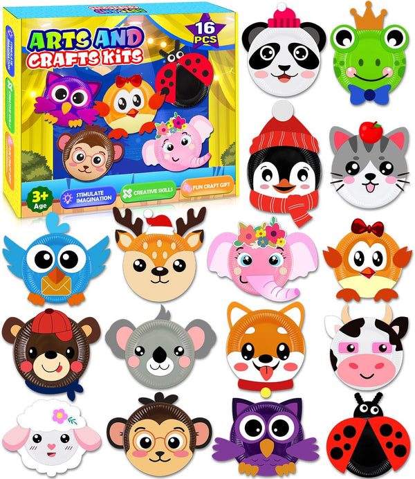 MDCGFOD 16 Pack Arts and Crafts for Kids, Toddler Crafts Animal Paper Plate