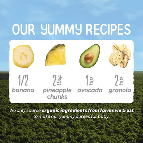 2 4 (Pack 16) (Packaging Happy Baby Organics Clearly Crafted Stage Baby Food Bananas, Pineapples, Avocado & Granola