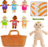 8" 6 Set Basket of Babies Plush Dolls, Plush Diversity Baby Dolls- Piece Interchangeable Clothes Stuffed Plush Figures