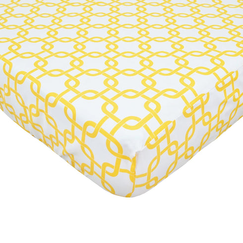TL Care 100% Natural Cotton Percale Fitted Crib Sheet, Golden Yellow Twill Gotcha, 28 x 52, for Standard Crib and