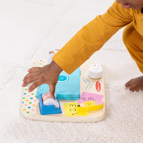 Melissa & Doug Wooden Work & Play Desktop Activity Board - Infant and Toddler Sensory Toy, FSC Certified
