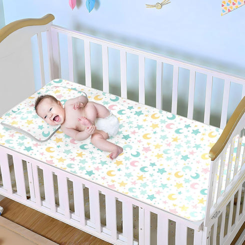 Yoogain 28" 52" Cooling Baby Washable Mattress x Breathable Crib Bumper Pads for Baby&Toddler Stars