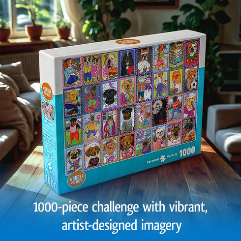 1000 Wonder Forge Dandy Dogs Piece Jigsaw Puzzle for Adults | Unique, Perfectly-Fitting Pieces | Fun, Vibrant Imagery |
