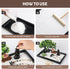 Set Zen Garden Kit for Desk Decor - Premium Beautiful Japanese Mini Sand Box Home, Office with Black Wooden Tray, White