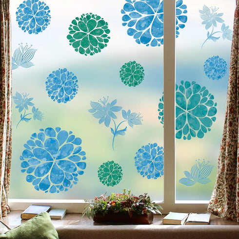 Fashion 3D DIY Creative Blue Flowers Wall Decals, Removable Flower Vines Wall Stickers for Living Room, Nursery Room