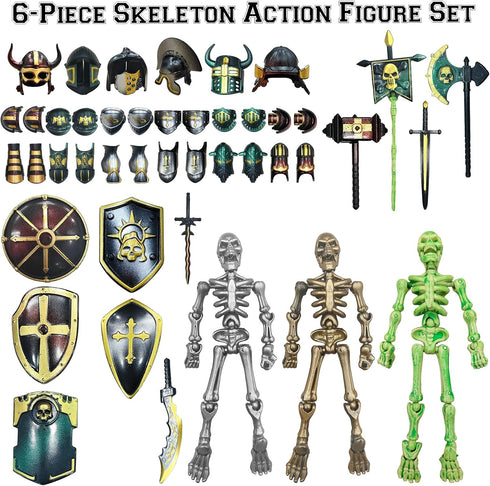 6 Pack T13 Set 54 Dummy 13, 13, 3D Action Figures with Accessories, Skeleton Action Figure Mini DIY Multi-Colored Titan