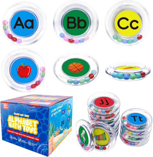 Baby Bath Toys 26pcs Alphabet Letters, Mold Free Floating Bathtub Toys Set with Mesh Bag for Kids Toddlers Ages 2-5 -