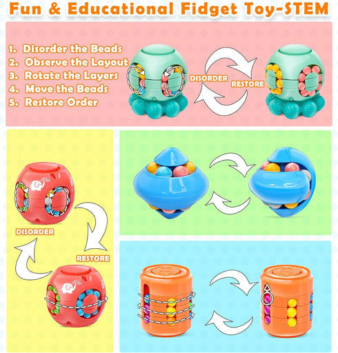 12 Pack 3.4" Jumbo Filled Easter Eggs with Toys Magic Bean Cubes, Fidget Puzzle Toy Brain Teaser Easter Basket Stuffer