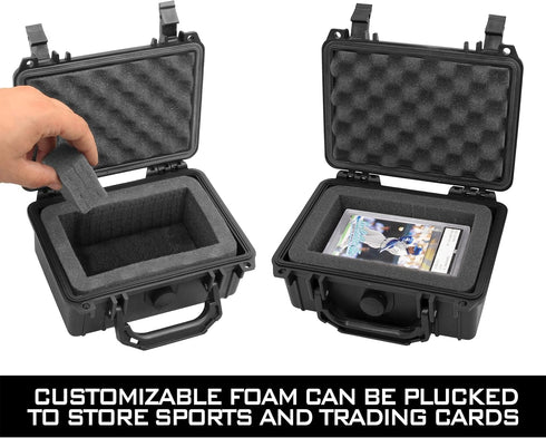 CASEMATIX Graded Card Case Storage Box For Sports Cards Compatible With 8 BGS, 13 FGS or 11 GMA PSA Graded Trading Card Slabs and More Collectible Cards - Airtight, Waterproof and Includes Padlock