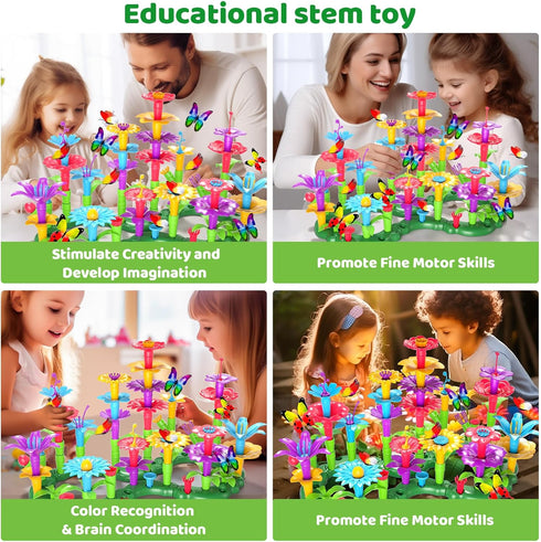 102Pcs Flower Garden Building Toys for Girls Age 3-7, Upgrade DIY Stacking Toys, STEM Educational Toddler Toys