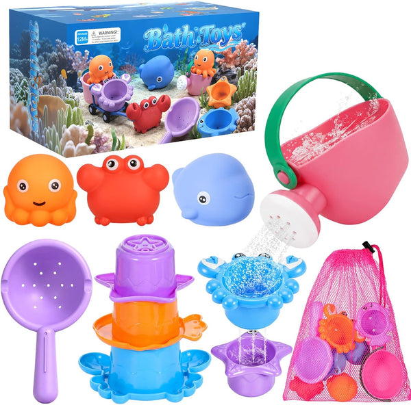 9 PCS Baby Bath Toys for Kids Ages 1-3, Mold Free Toddler